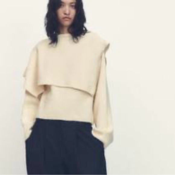 Zara bell sleeve draped sweater-small NWT - Picture 3 of 6